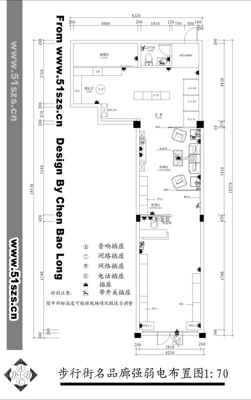 服装店强弱电电路布置图