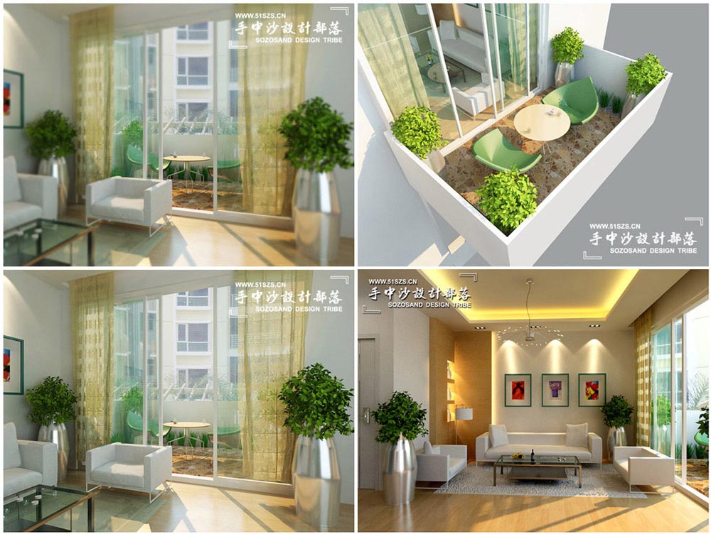 沙发背景墙效果图、阳台效果图、VR阳光表现